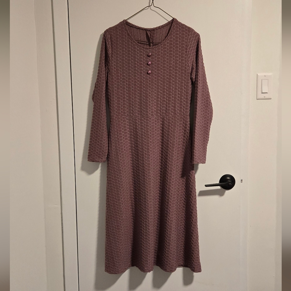 Elegant Mauve Long Sleeve Dress